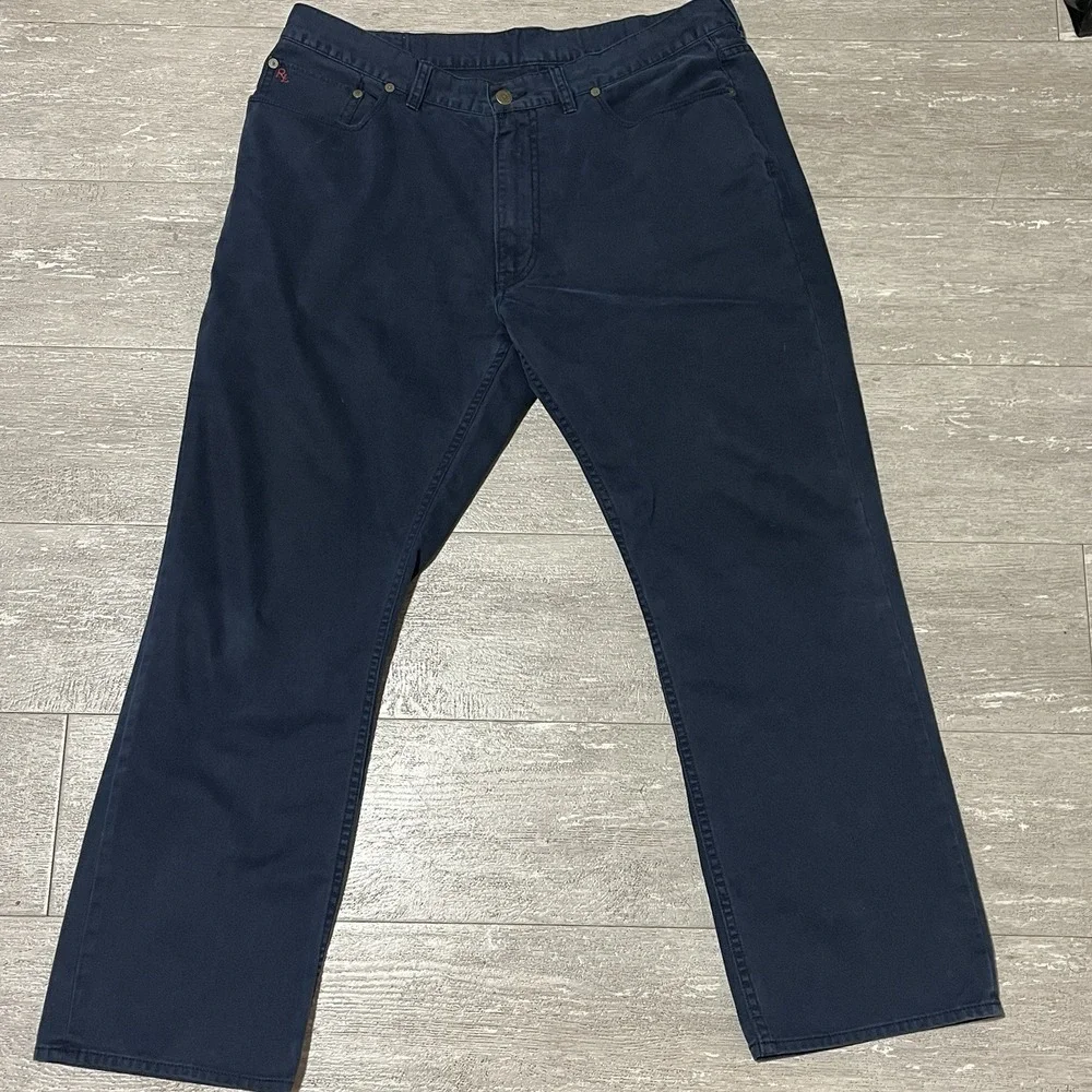Polo Ralph Lauren Mens Authentic Dungarees Navy Blue‎ Cotton Pants 38x30